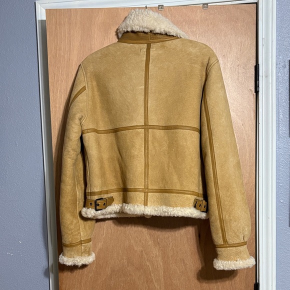 BRAND NEW NEVER WORN with tags Ralph Lauren Tan Shearling Women's Bomber Jacket - Picture 4 of 7